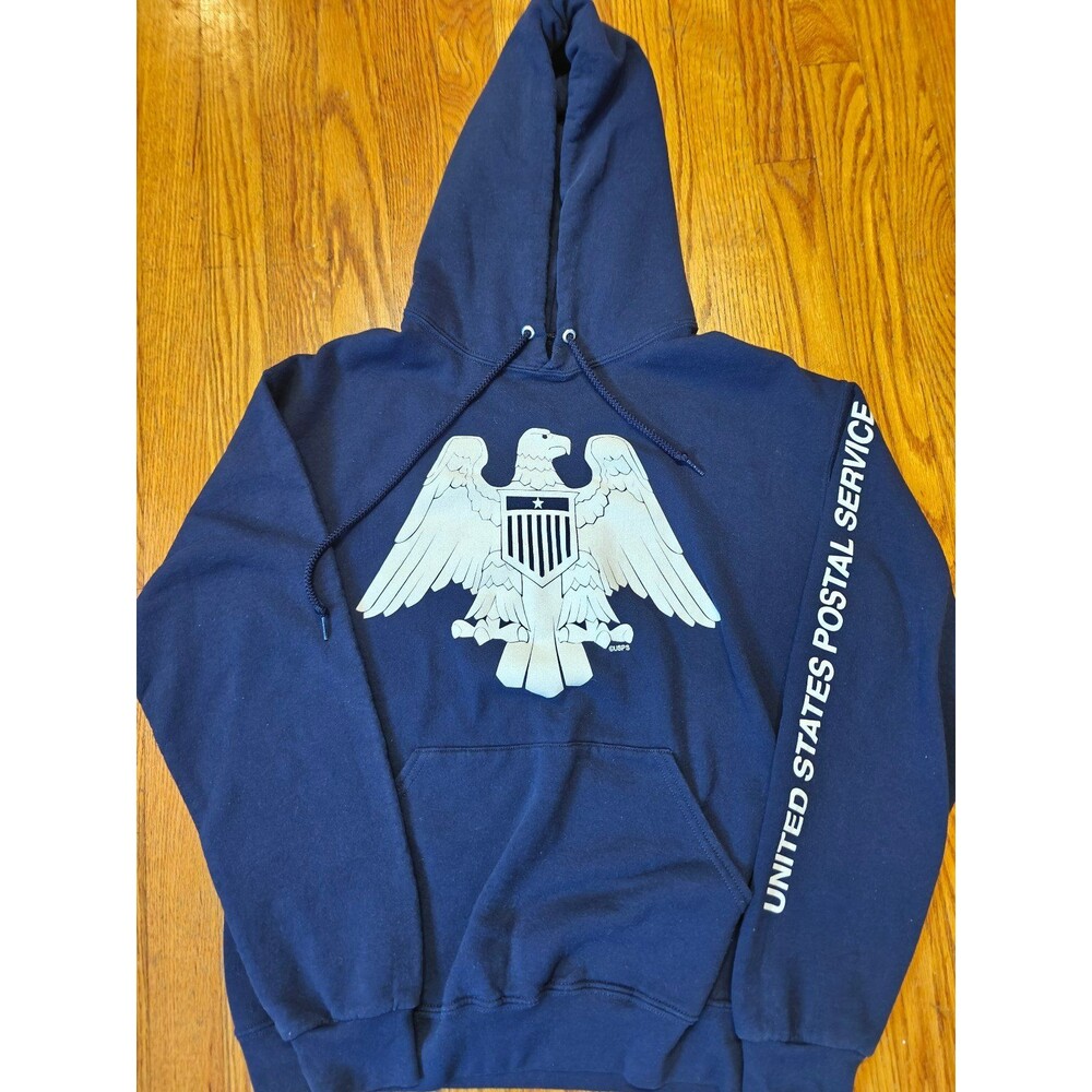 USPS Postal Service Retired Graphic Pullover Hoodie Navy Blue Adult Medium